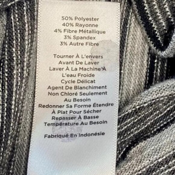Talbots Ladies Medium Silver Black Stripe Metallic Long Sleeve Tunic EUC - Picture 5 of 6